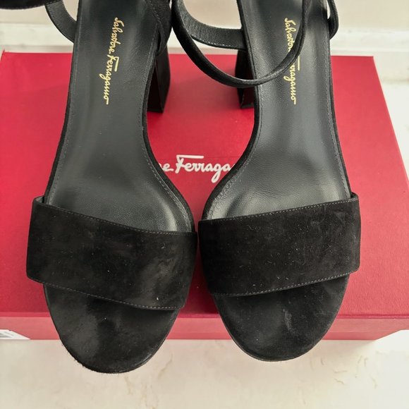 Ferragamo Suede Platform Sandals Size 9 - Picture 4 of 5